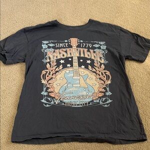 Black Short Sleeve Tee with Ornate Vintage Design